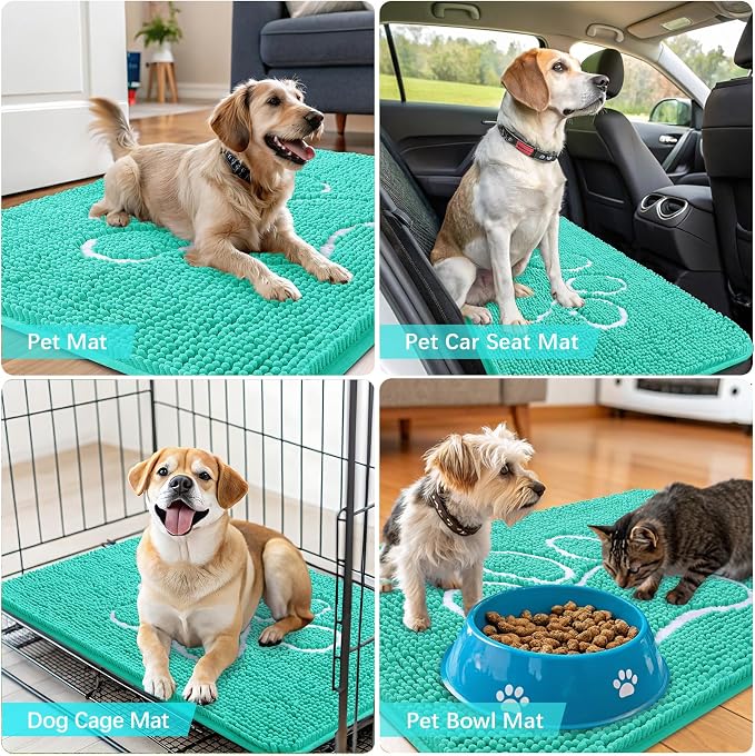 OLANLY Dog Door Mat for Muddy Paws 40x32, Paw Print Design Chenille Mud Mat | - Image 7