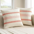 MIULEE Set of 2 Coral Red Boho Decorative Pillow Covers 20x20 Inch | Farmhouse by MIULEE