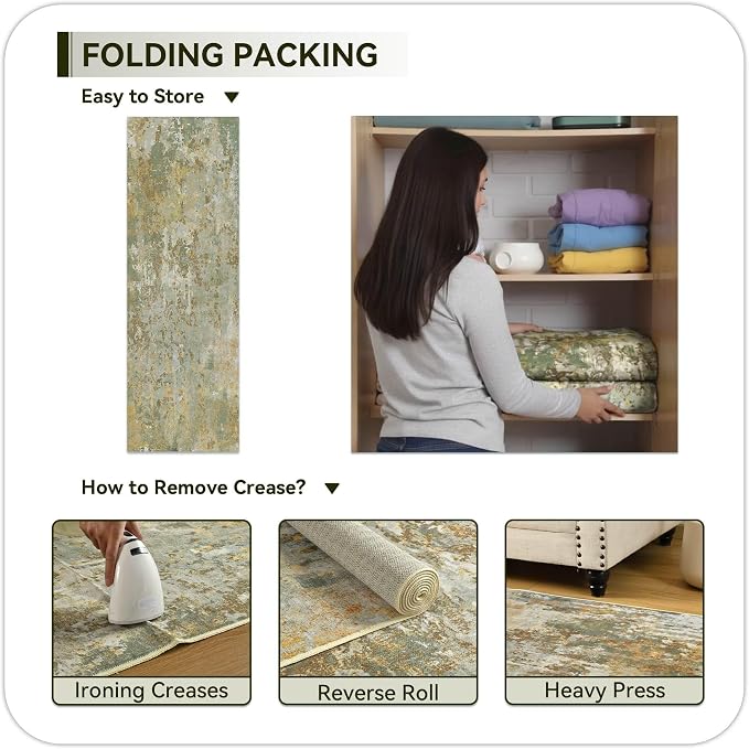 Green Rug Runners for Hallways Kitchen Non Slip Washable 2x6 Entryway Runner - Image 4
