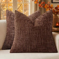 MIULEE Chenille Textured Throw Pillow Covers Terracotta 20x20 Set of 2 | Slubby by MIULEE