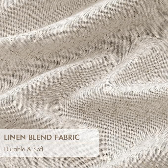 MIULEE Beige Pinch Pleated 100% Blackout Linen Curtains 40x90 Inches | Room - Image 6