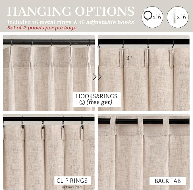 PleatedDrapes Modern Farmhouse Style Light Filtering Curtains - Image 4