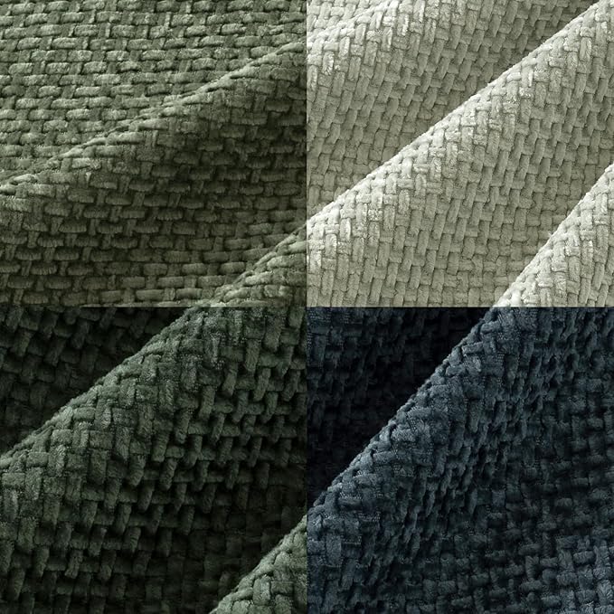 MIULEE Soft Decorative Chenille Pillow Covers Green Navy 16x16 Pack of 4 | - Image 2