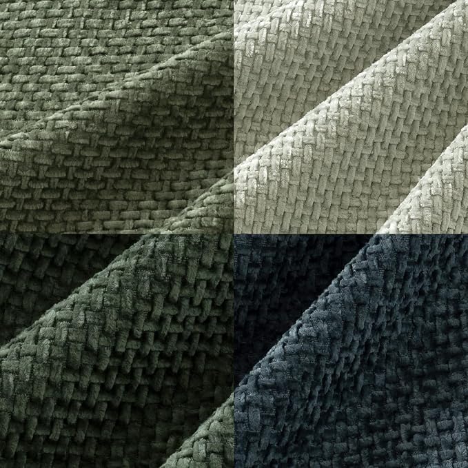 MIULEE Soft Decorative Chenille Pillow Covers Green Navy 20x20 Pack of 4 | - Image 2
