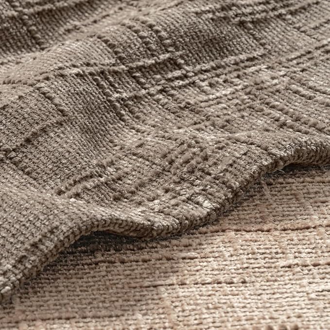 MIULEE Chenille Textured Throw Pillow Covers Taupe Grey 16x16 Set of 2 | Slubby - Image 2