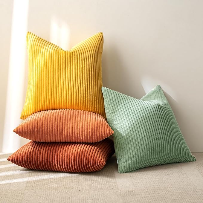 MIULEE Fall Decorative Throw Pillow Covers Yellow Rust Green 20x20 | Set of 4 - Image 4