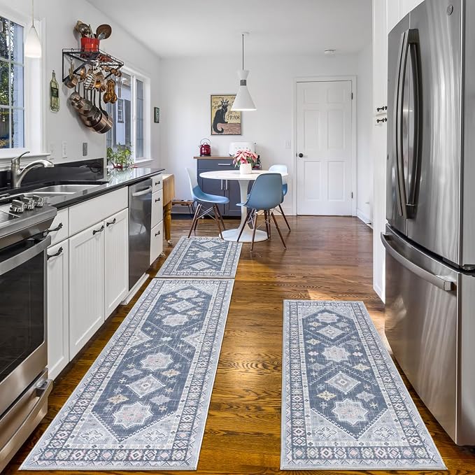 HEBE Boho Kitchen Rugs Set of 3, Non Slip Washable Kitchen Mats - Image 8