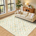 PLHXFR 6x9 Area Rug Living Room: Floral Washable Boho Carpet Beige Multi | by PLHXFRSoftAreaRugs