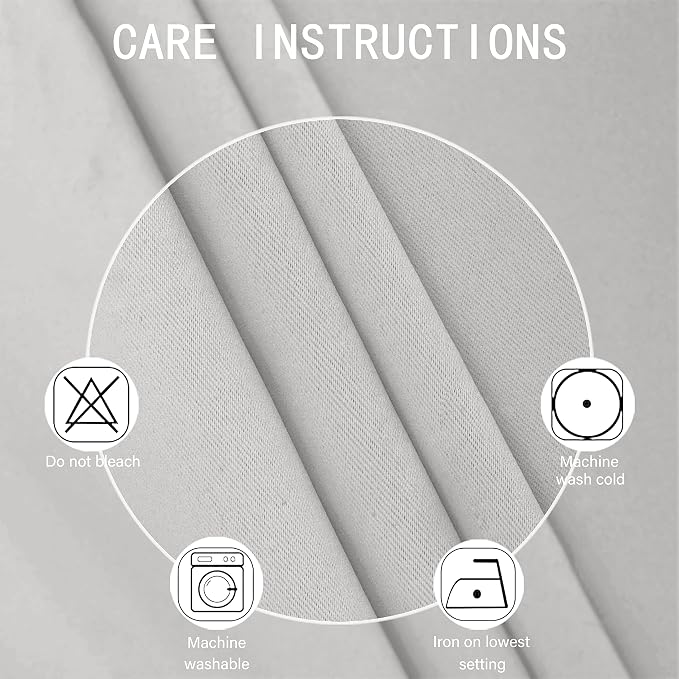 Blackout Curtains 52 x 45 inch/Light Grey Curtains Set of 2 Panels/Thermal - Image 4