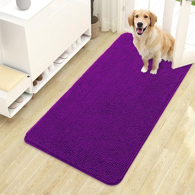 OLANLY Dog Door Mat for Muddy Paws 44x24, Super Absorbent Chenille Mud Mat | by OLANLY