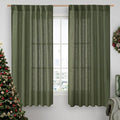 Olive Green Semi Sheer Linen Curtains 60 Inch, Light Filtering Panels | Window by LAMIT