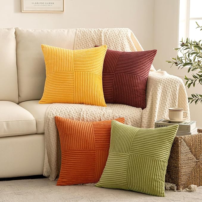 MIULEE Fall Yellow Orange Rust Throw Pillow Covers 20x20 Inch 4 Packs Boho - Image 4