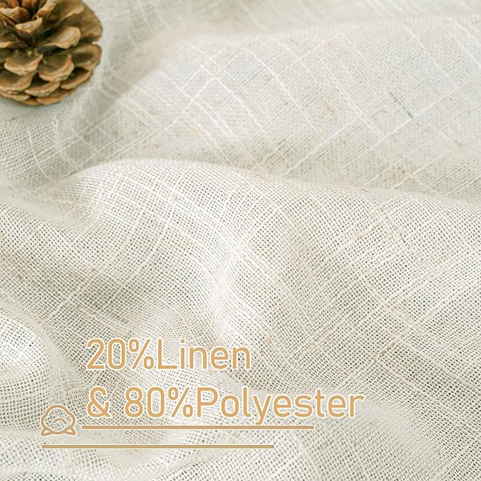Cream Linen Curtains 24 Inch Length - Image 2