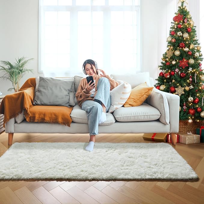 Cream White Runner Rugs for Bedroom Living Room, Ivory Fluffy 2x6 Area Rug | - Image 6