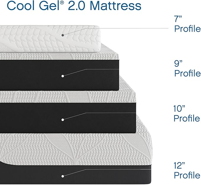 Cool Gel Chill 14 Inch Medium Firm Memory Foam Mattress King Size, with 2 Bonus Cool Gel Memory Foam Bed Pillows, 14" with Pressure Relief, CertiPUR-US Certified, Cooling King Mattress in a Box