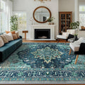 RELEANY Washable Area Rug, Teal | Non-Slip, Water Repellent, Pet Friendly by RELEANY