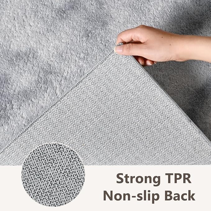3x5 Tie-dye Light Grey Area Rug Washable Non-Slip Soft - Image 6