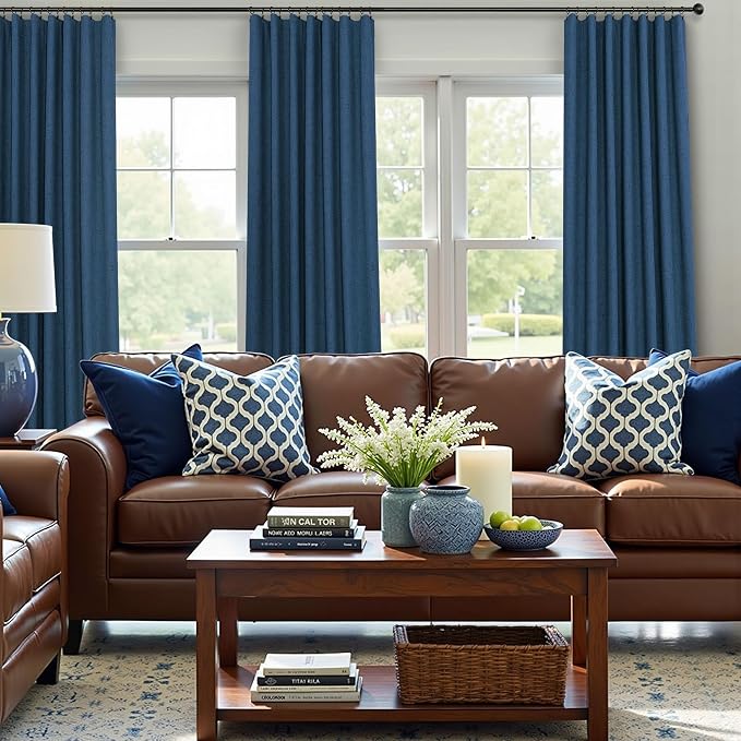 Navy Blue Short Blackout Curtains 54 Inch Length 2 Panels - Image 7