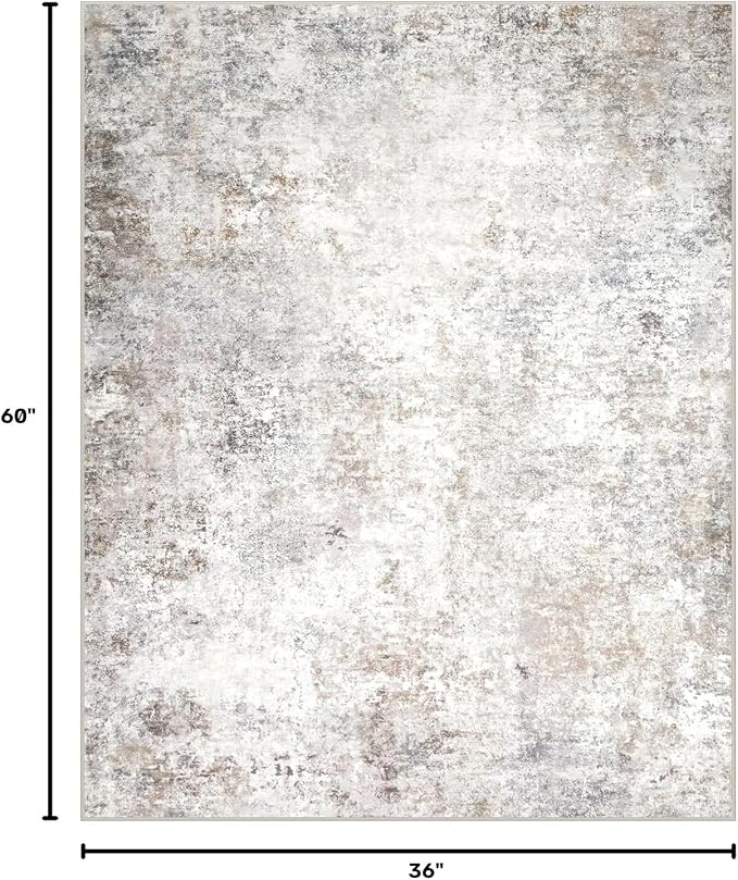 Beige Grey Washable Rugs 3x5 Area Rugs - Image 2