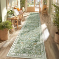 Yamaziot 2x10 Washable Hallway Runner Rug Non Slip Floral Carpet, Sage Green | by Yamaziot