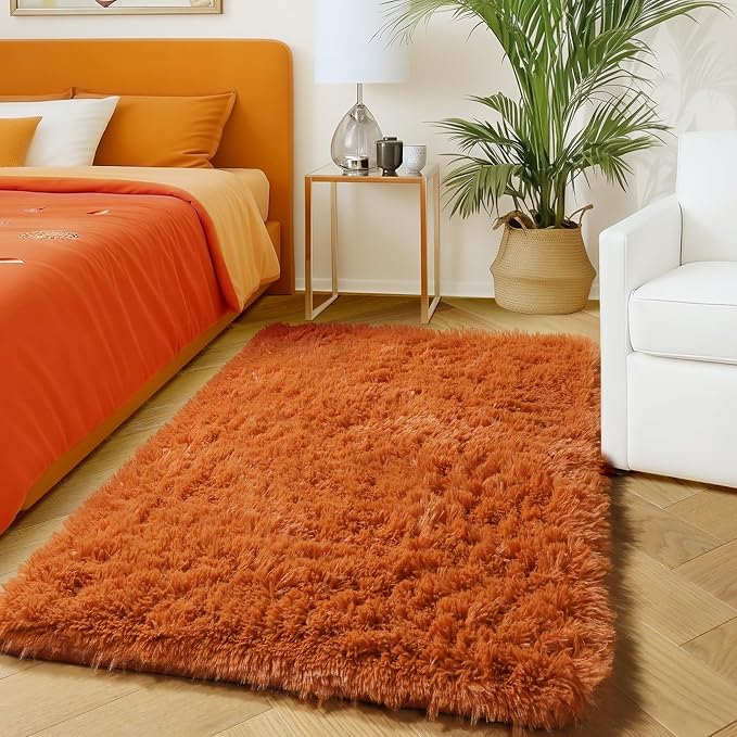 Amdrebio Burnt Orange Small Mini Area Rug 2x3 - Image 8