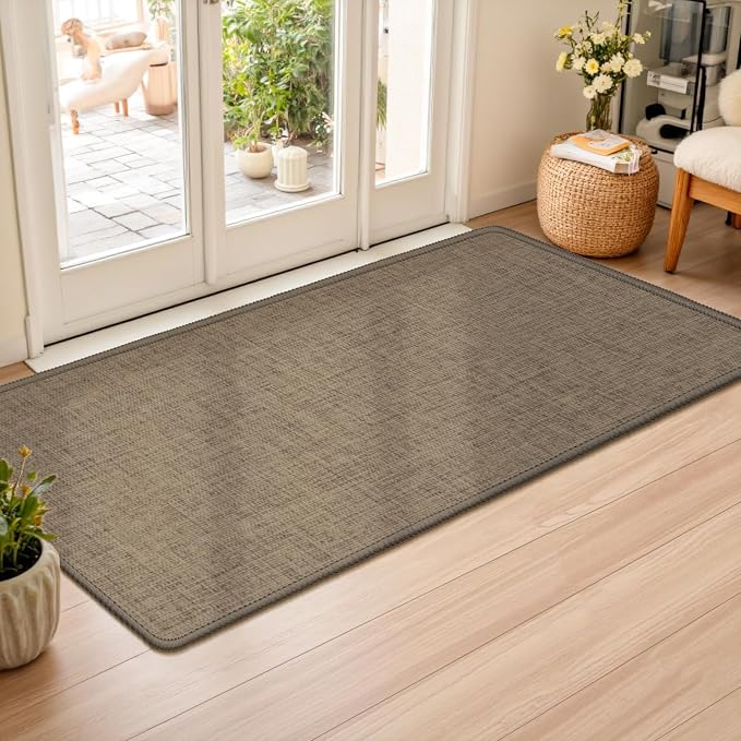 Ultra Thin Indoor Door Mat 24"x47", Non Slip Doormats, Rubber Backing, by LEKEEPGO