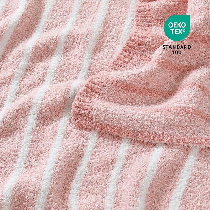 Snuggle Sac Ultra Soft Throw Blanket, Cozy Knitted Ribbed, Fuzzy Knit Striped - Image 4