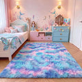 Fluffy Area Rugs for Girls Bedroom, 4x6 Purple Rainbow Bedside Rug, Indoor Cute by ONASAR
