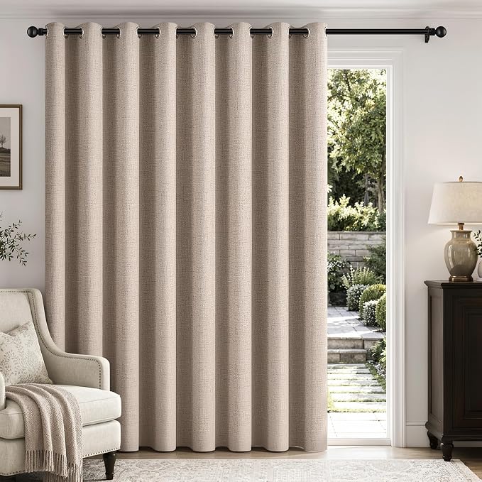 MIULEE Extra Wide 100% Blackout Linen Curtains by MIULEE