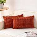 Aegero Pack of 2 Corduroy Decorative Throw Pillow Covers 12x20 Inch, Rust | by Unknown
