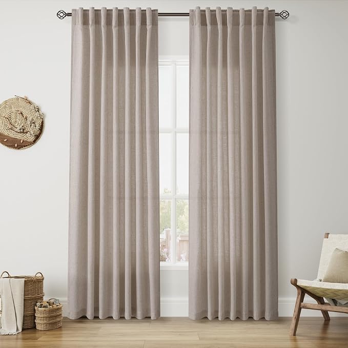Cobblestone Linen Curtains 84 Inches Long by Nanspring