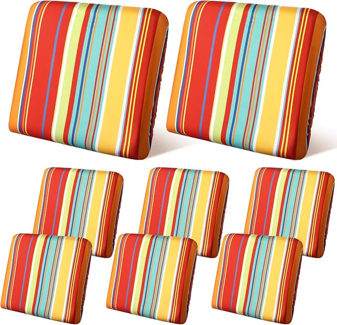 Geyoga 8 Pcs Patio Stretch Sofa Cushion Covers Outdoor Cushion Covers by Geyoga