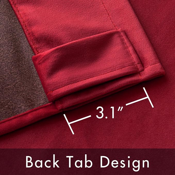 MIULEE Velvet Curtains 52x84 inches 2 Panels Red Blackout Curtains | Luxury - Image 3