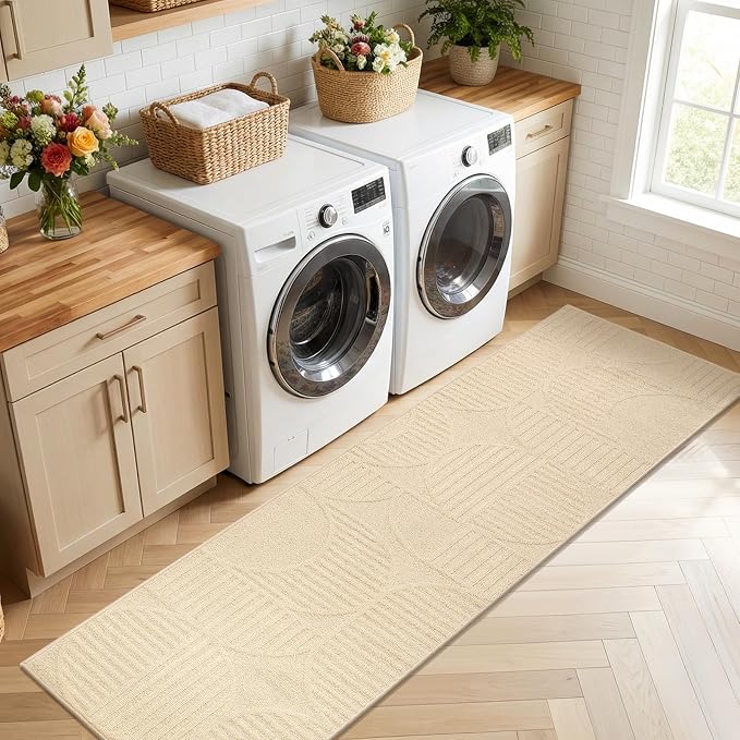 Findosom Washable Runner Rug 2x8, Geometric High-Low Textured Non Slip Hallway - Image 9