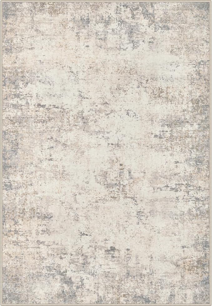 Area Rug Living Room: 8x8 Modern Washable Soft Carpet Brown Beige | by FXRHLP