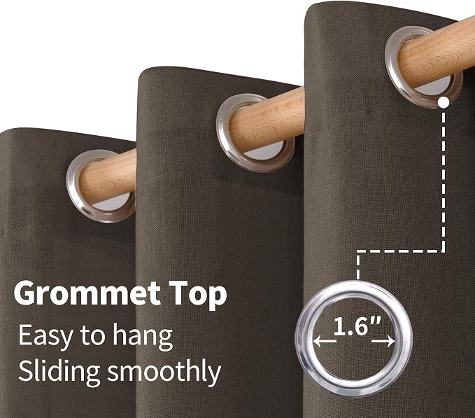 YoungsTex Extra Long Brown Linen Curtains 95 Inch Length - Image 5
