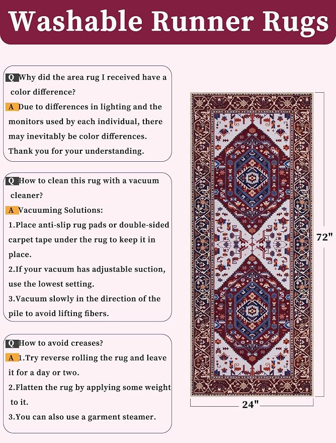 SERISSA 2x6 Washable Non Slip Boho Runner Rug - Image 6