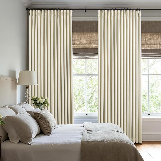 Pinch Pleated Linen Curtains 100% Blackout 108 Inches Long - Image 5