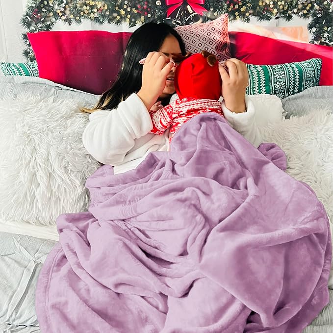 Bedsure GentleSoft Fleece Blankets Queen Size Lilac Lavender - Image 5