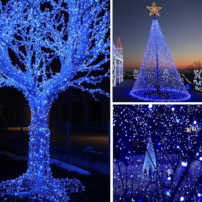 Christmas String Lights, 33FT 100 LEDs Blue Halloween String Lights 8 Modes Fairy Lights with End-to-End Plug Decoration for Christmas Tree Indoor Outdoor