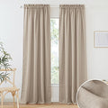 RYB HOME Natural Linen Curtains 102 inches Long, Light Filtering Privacy Protection 2 Panels Set Semi Sheer Home Decor for Sliding Glass Door Bedroom Doorway, W 52 x L 102 inches, Khaki