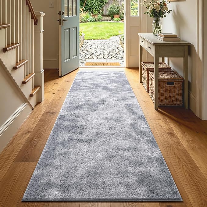 2x6 Tie-dye Light Grey Runner Rug Washable Non-Slip - Image 2