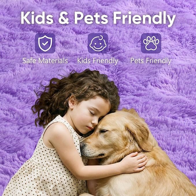 6x9 Large Purple Fluffy Soft Area Rug Non-Slip - Image 7