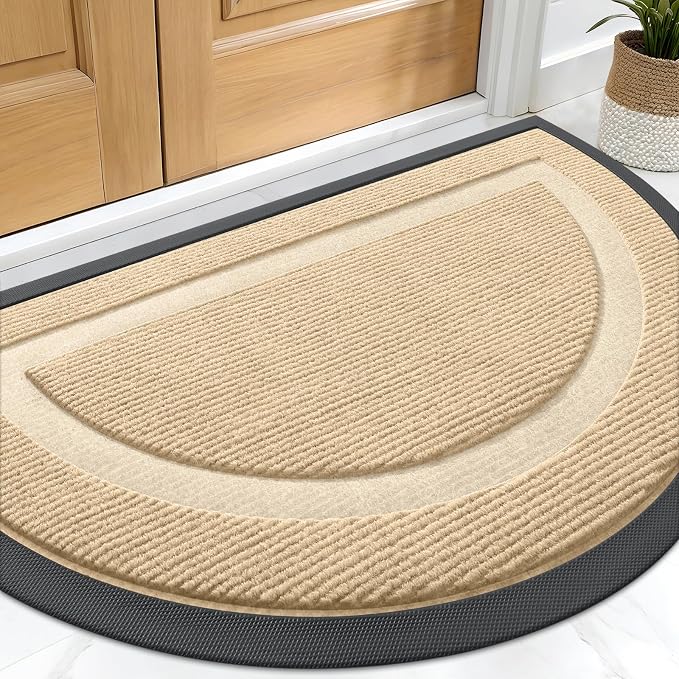 OLANLY Half Circle Front Door Mat Outside 29.5x17 All-Season Rubber Doormat | by OLANLY