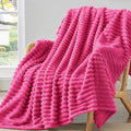 BEDELITE Striped Fleece Throw Blanket, Hot Pink, Soft Cozy, Lightweight Warm by BEDELITE