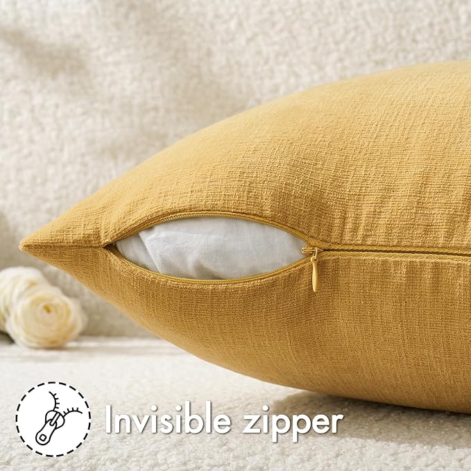 MIULEE Gold Chenille Couch Lumbar Throw Pillow Covers, 12x20 | Set of 2 - Image 6