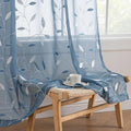 MIULEE Stone Blue Sheer Curtains 2 Panels Leaf Patterned, W52 x L96 | by MIULEE