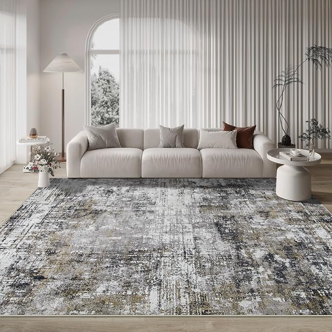 8x10 Area Rugs for Living Room Bedroom Dining Room Washable Black Gold | Soft - Image 9
