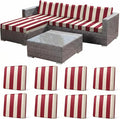 CALBODE 8 Pcs Stretch Outdoor Seat Cushion Covers, Washable Striped Chair Seat by CALBODE