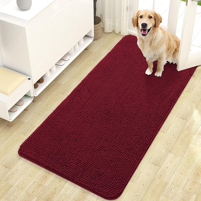 OLANLY Dog Door Mat for Muddy Paws 47x24, Super Absorbent Chenille Mud Mat | by OLANLY